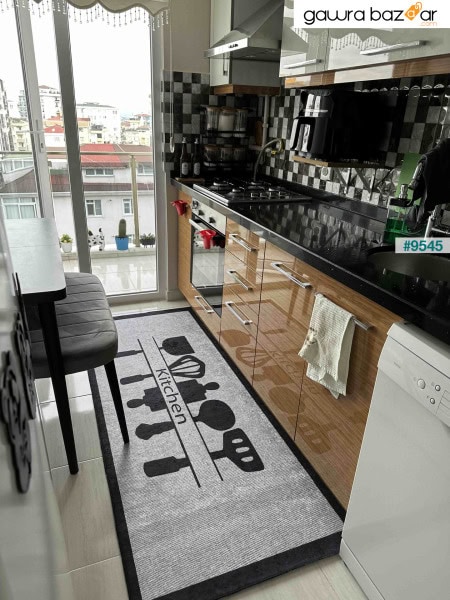 سجادة مطبخ رقمية غير قابلة للانزلاق وقابلة للغسل على الطراز الاسكندنافي الحديث سجادة أرضية لغرفة المعيشة