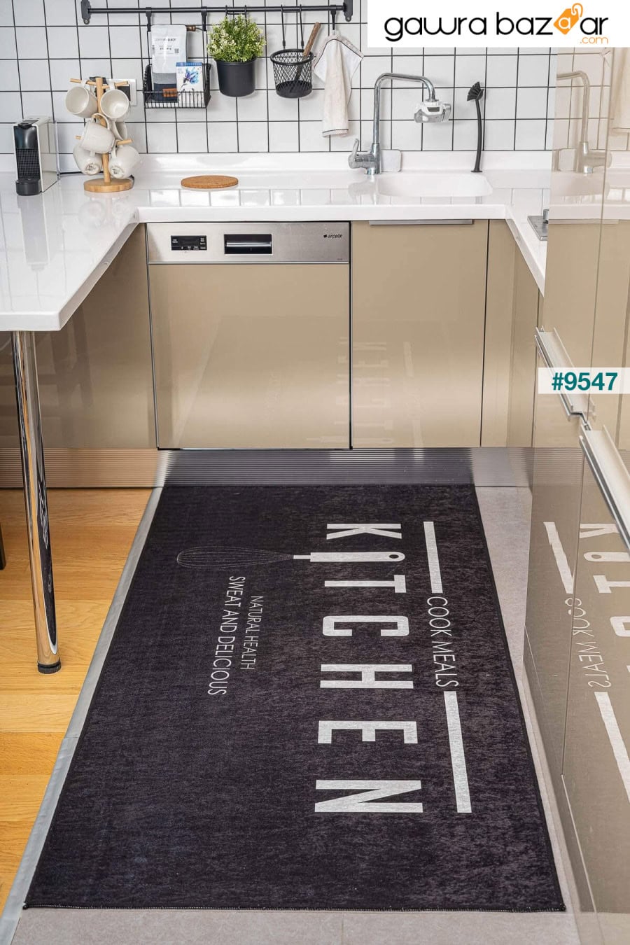 سجادة مطبخ مخملية قابلة للغسل بقاعدة سوداء غير قابلة للانزلاق وطباعة رقمية 8619 Oriente Home 1