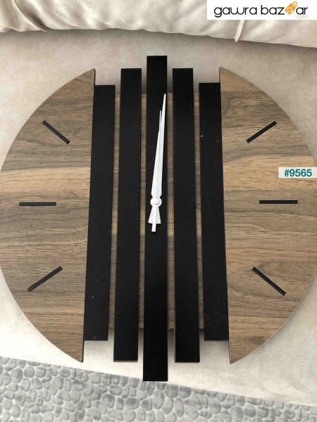 ساعة حائط خشبية حديثة مقاس 50 سم