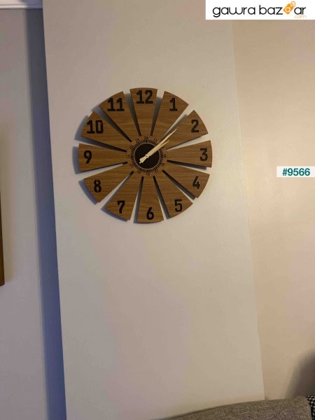 أثاث خشبي من خشب الجوز اللون منقوش هدية ساعة حائط صامتة 50 سم