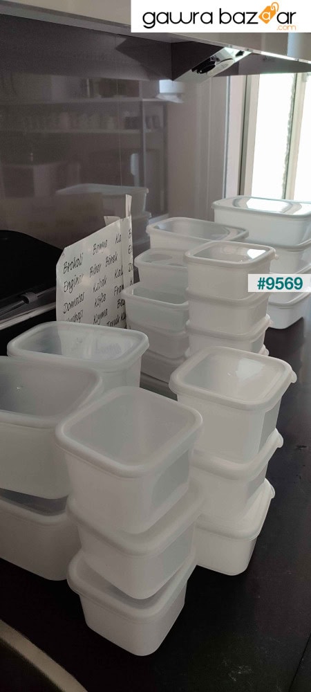 1046 مجموعة حاويات تخزين الطعام بالميكروويف مكونة من 16 قطعة، نو فروست -25 درجة مئوية، أبيض