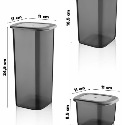 مجموعة حاويات تخزين اقتصادية غير قابلة للكسر مكونة من 18 قطعة من أنثراسيت ×6 - 1.75/1.2/0.5 لتر