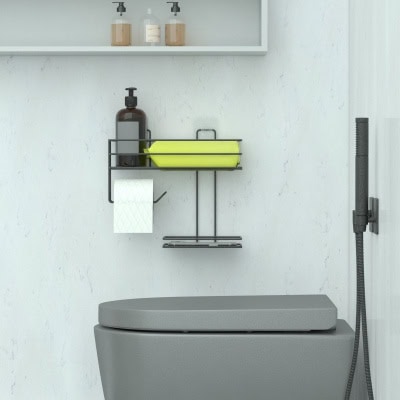 مجموعة أدوات نظافة المرحاض مع حامل مناديل ومناديل مبللة وحاوية للصابون السائل