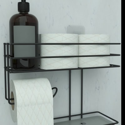 مجموعة أدوات نظافة المرحاض مع حامل مناديل ومناديل مبللة وحاوية للصابون السائل