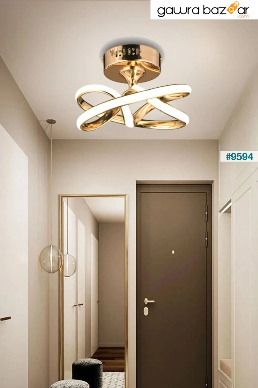 ثريا فينو ريسيرفا طراز معدنية مطلية بالذهب لغرفة المعيشة والمطبخ وغرفة النوم وغرفة النوم الحديثة Led Plafonier Luna Lighting 0