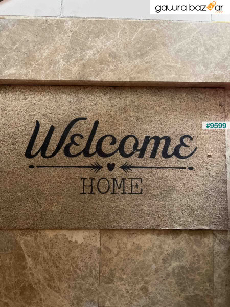 Pienso Home Welcome Home سجادة باب مزخرفة باللون البيج