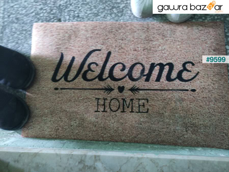 Pienso Home Welcome Home سجادة باب مزخرفة باللون البيج