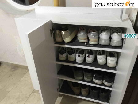 خزانة متعددة الأغراض بثلاثة أبواب، خزانة مطبخ متعددة الأغراض، خزانة حمام، رف أحذية باللون الأبيض