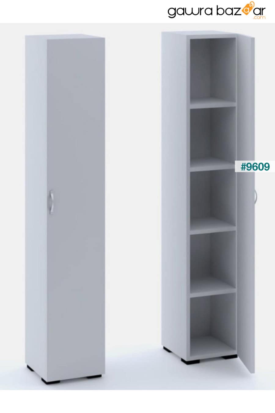 خزانة مطبخ للحمام متعددة الأغراض مع باب واحد و5 أرفف، خزانة تخزين بيضاء بباب واحد IRMAK DÜNYASI 3