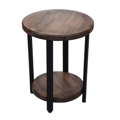 التصميم الصناعي طاولة القهوة الخشبية الصلبة 2 الطبقة طاولة القهوة الساق المعدنية