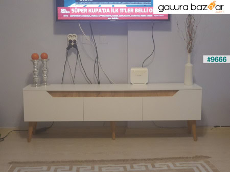وحدة تلفزيون مانا خشبية 160 سم باللون الأبيض