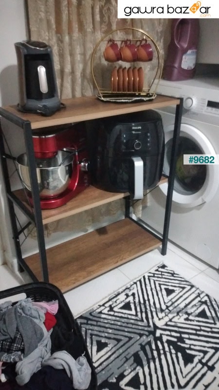 خزانة أدوات المطبخ المعدنية الفردية من Arose، 3 رفوف لفرن الميكروويف، متعددة الأغراض