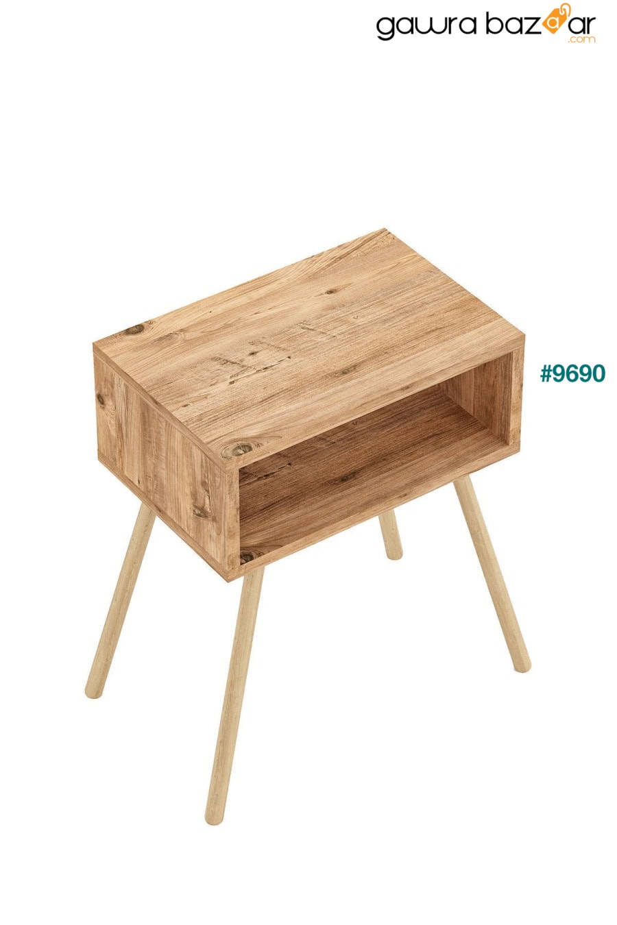منضدة خشبية بأرجل مع رف - خشب الصنوبر الأطلسي interGO 5
