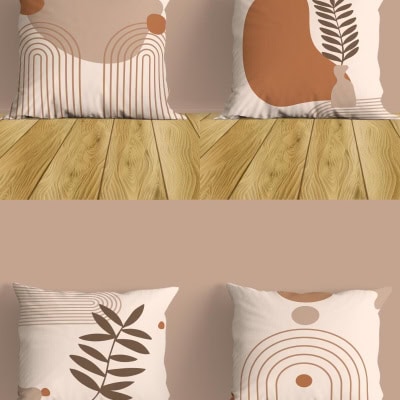 مجموعة زخرفية مطبوعة على الوجهين بتصميم برتقالي مكونة من 4 أغطية وسائد للأريكة وأغطية وسائد