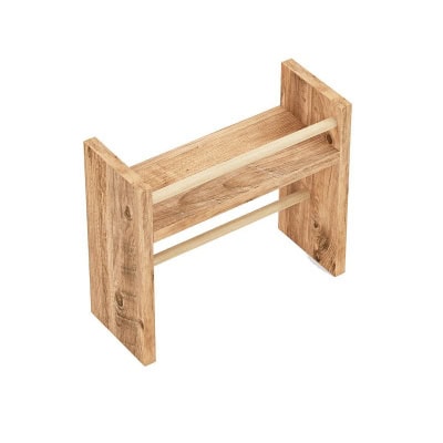حامل رف توابل قابل للتركيب على المنشفة، رف خشبي منظم على سطح الطاولة - خشب الصنوبر الأطلسي
