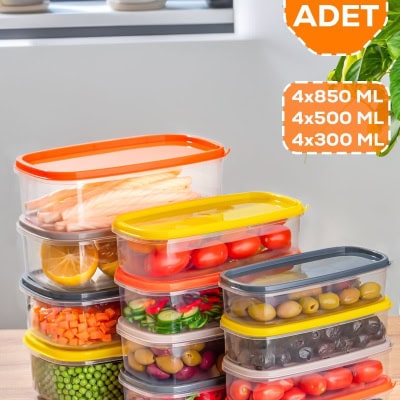1001 حاوية تخزين بلاستيكية مستطيلة 12 Li - مجموعة حاويات تخزين الطعام متعددة الأغراض