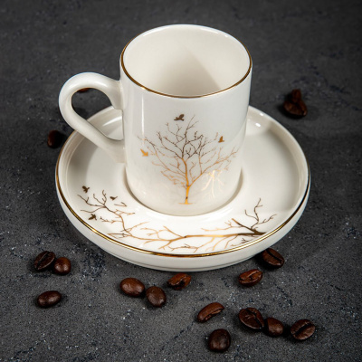طقم فناجين قهوة شجرة الحياة مكون من 12 قطعة لـ 6 أشخاص - طقم فناجين قهوة 100 مل