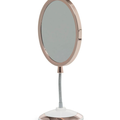 مرآة مكياج دائرية مكبرة مزدوجة الجوانب، محمولة ومرنة وقابلة للتدوير وقابلة للانحناء