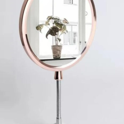 مرآة مكياج دائرية مكبرة مزدوجة الجوانب، محمولة ومرنة وقابلة للتدوير وقابلة للانحناء