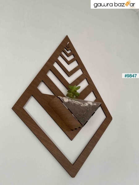 وعاء زهور حائط مزخرف مقطوع بالليزر على طراز Terrarium من خشب الجوز في مناطق مثل ديكور حديقة الشرفة