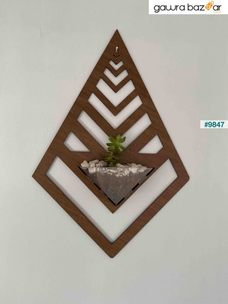 وعاء زهور حائط مزخرف مقطوع بالليزر على طراز Terrarium من خشب الجوز في مناطق مثل ديكور حديقة الشرفة