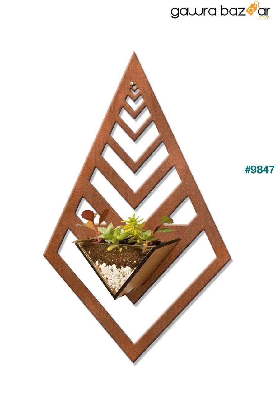 وعاء زهور حائط مزخرف مقطوع بالليزر على طراز Terrarium من خشب الجوز في مناطق مثل ديكور حديقة الشرفة GİZEM SHOP 3