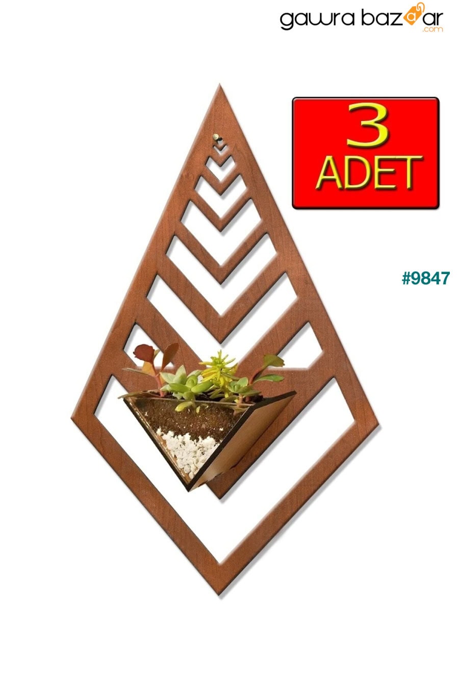 وعاء زهور حائط مزخرف مقطوع بالليزر على طراز Terrarium من خشب الجوز في مناطق مثل ديكور حديقة الشرفة GİZEM SHOP 1