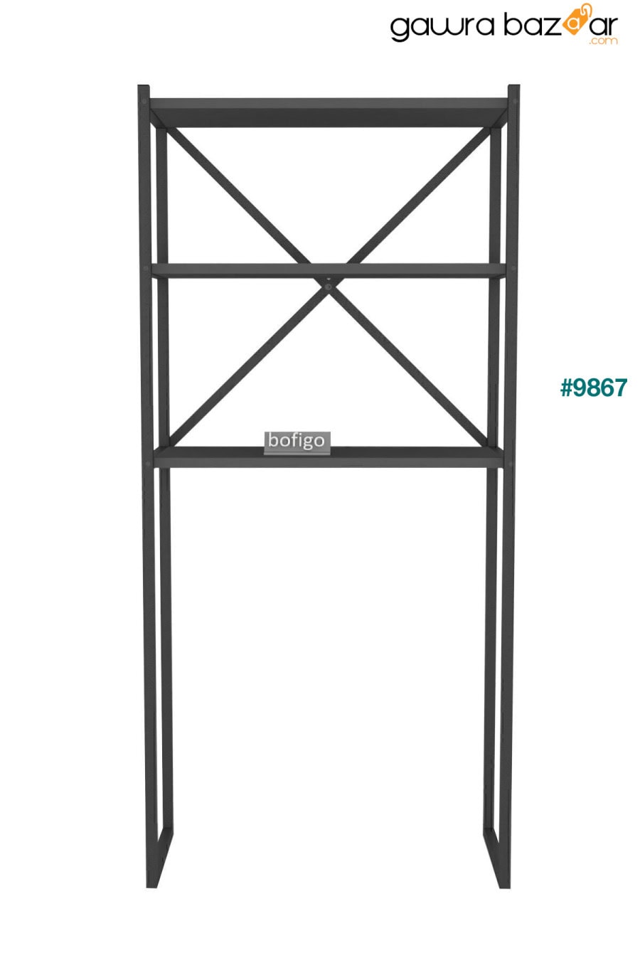 3-رف منظم حمام معدني رف حمام معدني فوق الغسالة أنثراسيت Bofigo 4