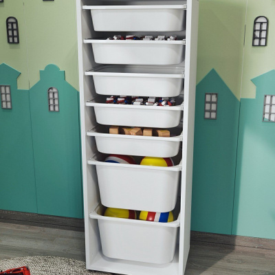 خزانة ألعاب مكونة من 7 سلال متعددة الأغراض، باللون الأبيض بيرا