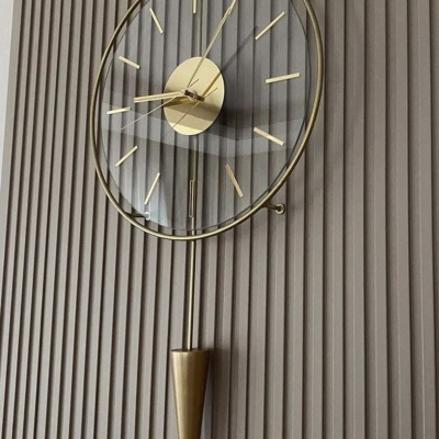 البندول الجاذبية الذهبية سلسلة أنيقة 37x85، ساعة حائط زجاجية معدنية مزخرفة حديثة