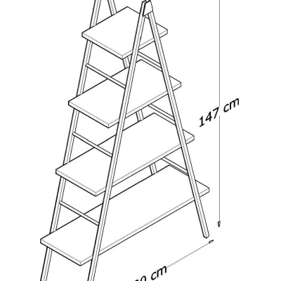 مثلث ديكور - مكتبة معدنية هرمية بها 4 أرفف