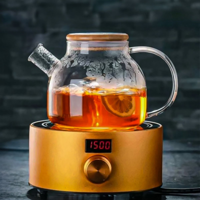 كامبو بامبو إليجانس، إبريق شاي زجاجي مقاوم للحرارة 900 مل مع مصفاة، شاي أعشاب، بوروسيليكات، إبريق
