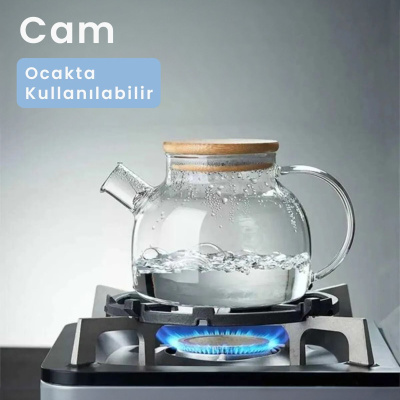 كامبو بامبو إليجانس، إبريق شاي زجاجي مقاوم للحرارة 900 مل مع مصفاة، شاي أعشاب، بوروسيليكات، إبريق