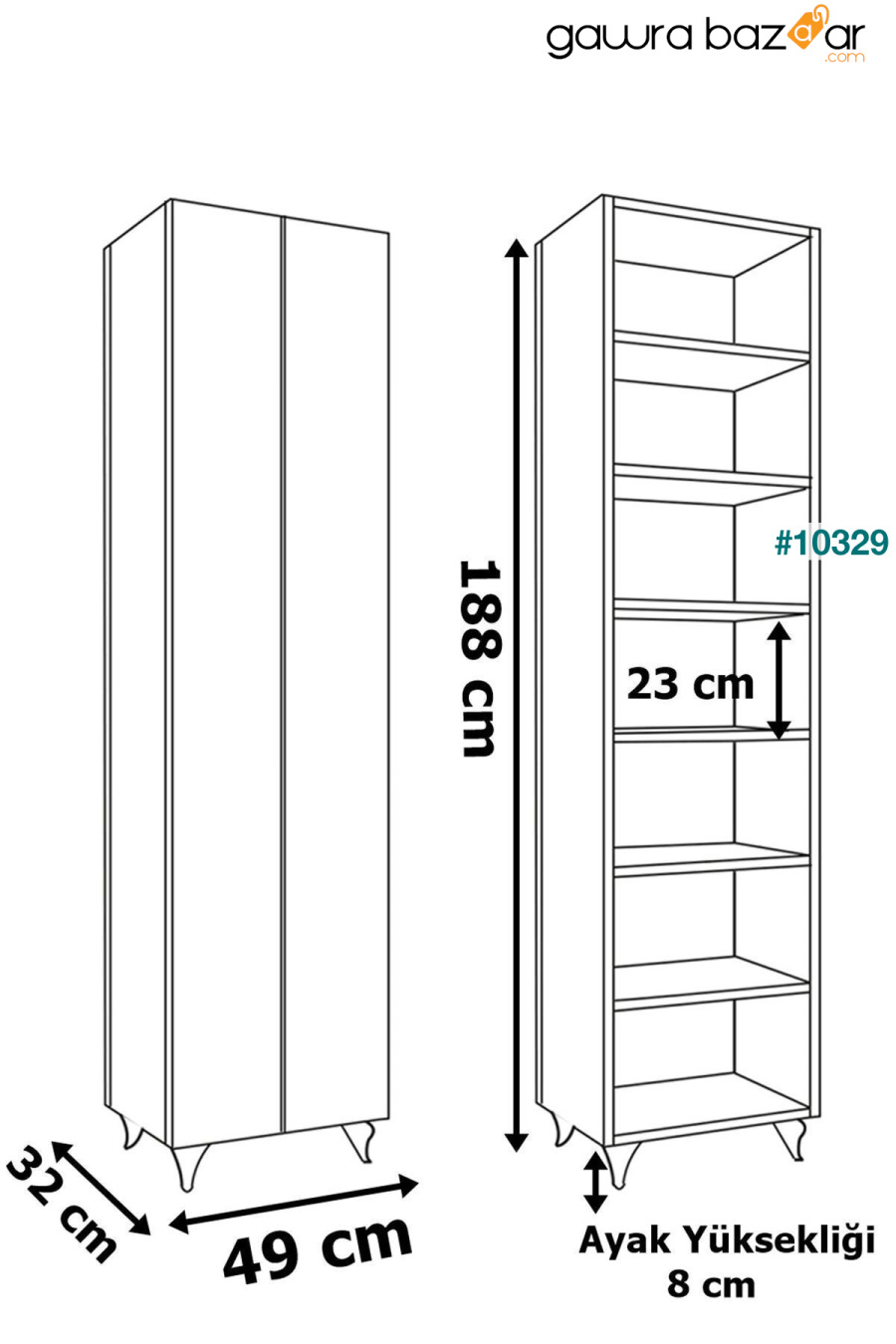 AE-3085 SELEN MULTI-PURPOSE CABINET 7 أرفف، 2 أبواب خزانة المطبخ خزانة خزانة الحمام خزانة الصنوبر Aeka 2