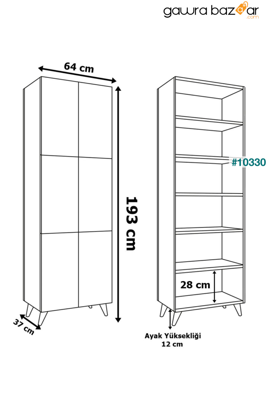 AE-3010 خزانة مطبخ وحمام متعددة الأغراض من Nehir Atlantic Pine، خزانة مخزن، 6 أبواب، 6 أرفف Aeka 2