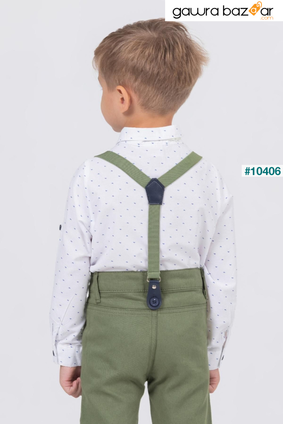 بدلة صبي قميص منقوشة ورقة مع سالوبيت Gold Class Kidswear 3