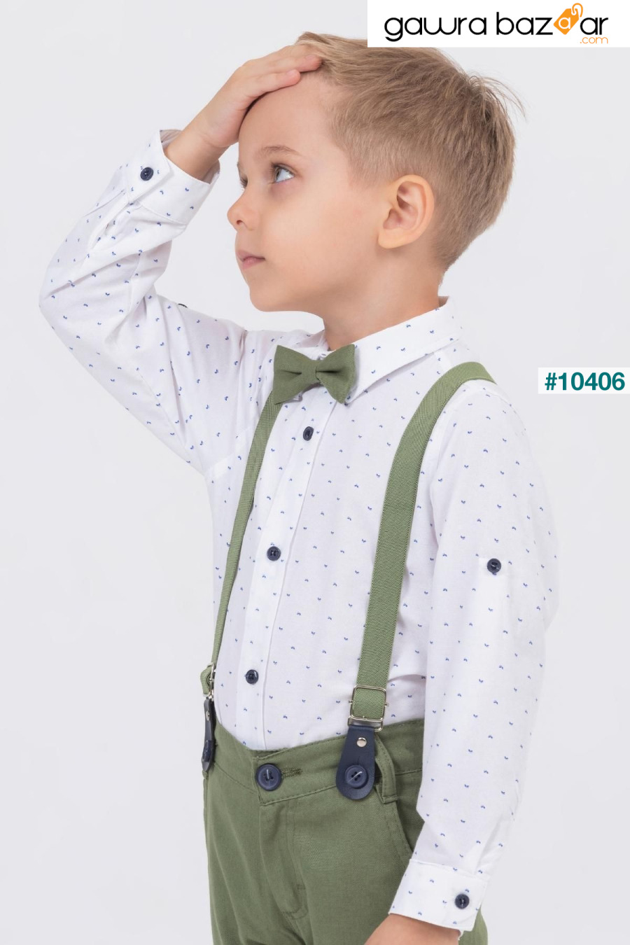 بدلة صبي قميص منقوشة ورقة مع سالوبيت Gold Class Kidswear 2