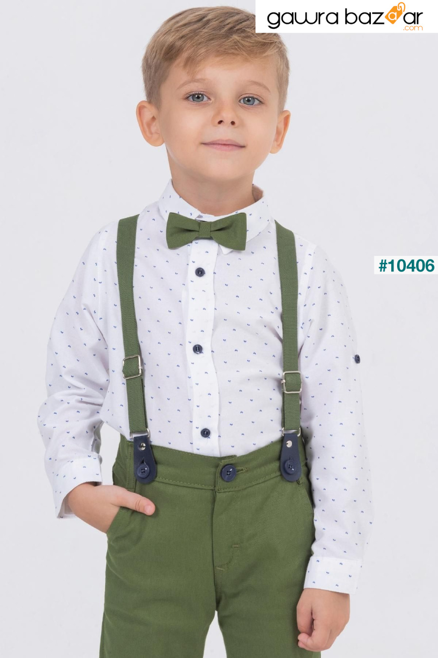 بدلة صبي قميص منقوشة ورقة مع سالوبيت Gold Class Kidswear 1