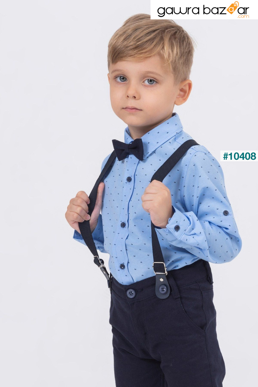 بدلة صبي قميص منقوشة ورقة مع سالوبيت Gold Class Kidswear 1