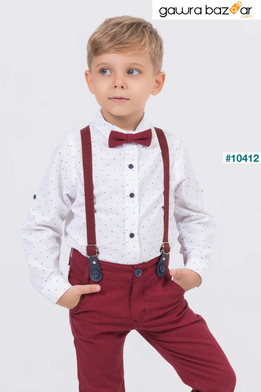 بدلة صبي قميص منقوشة ورقة مع سالوبيت Gold Class Kidswear 1