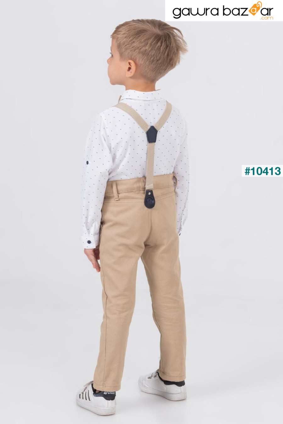 بدلة صبي قميص منقوشة ورقة مع سالوبيت Gold Class Kidswear 2