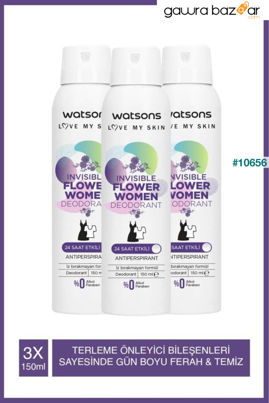 مزيل العرق النسائي الفعال على مدار 24 ساعة إنفيزيبل فلاور 150 مل Watsons 0