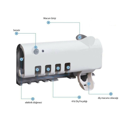 عصارة ومعقم معجون أسنان أوتوماتيكي مع 4 حوامل لفرشاة الأسنان