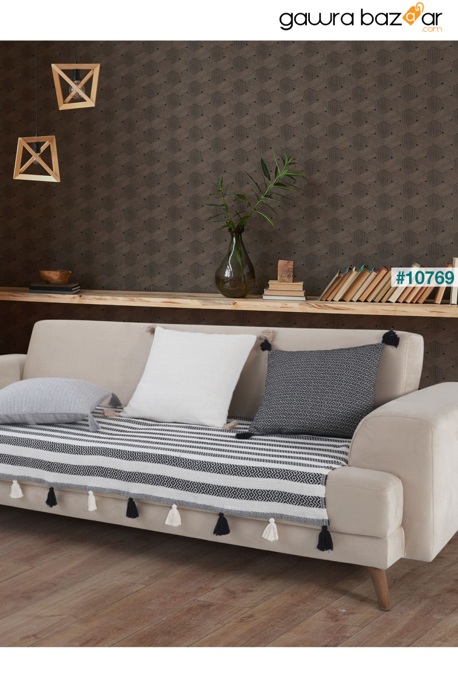 Liva Pompom غطاء أريكة أسود 115 × 200 سم أريكة ديفان أريكة سرير غطاء كرسي بذراعين شال مع شرابات Lux Touch 1