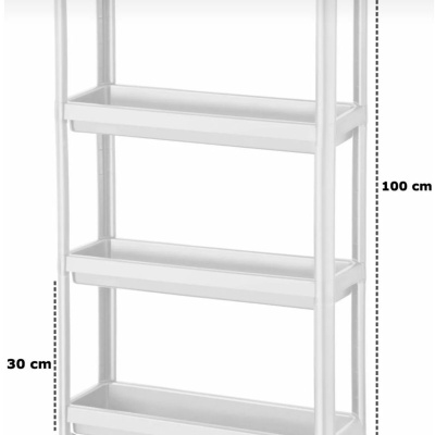 وحدة رفوف Vesken ذات العجلات 4 طبقات رف الحمام رف المطبخ منظم طاولة التقديم (أبيض)