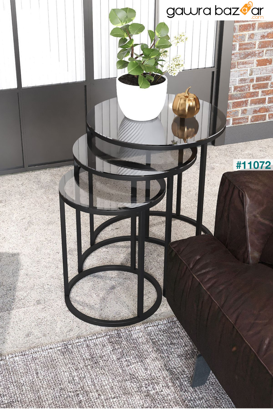 Milas C Nesting Coffee Table زجاج مدخن Dekoport 0