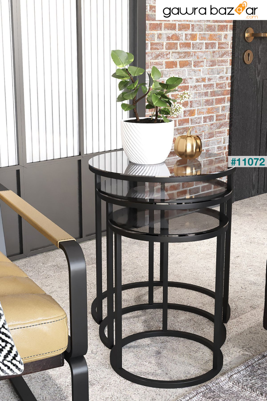 Milas C Nesting Coffee Table زجاج مدخن Dekoport 3