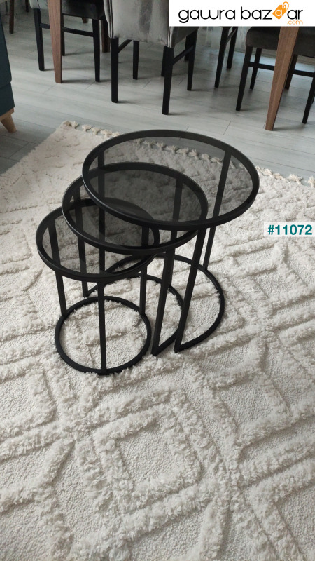 Milas C Nesting Coffee Table زجاج مدخن