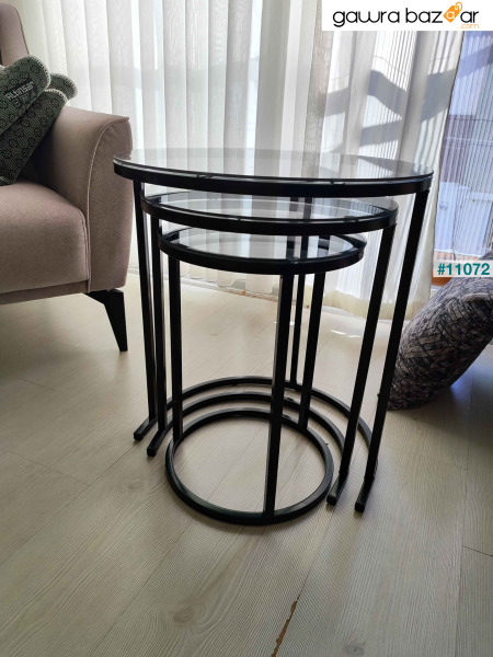 Milas C Nesting Coffee Table زجاج مدخن