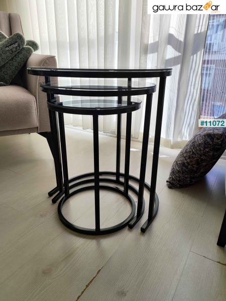 Milas C Nesting Coffee Table زجاج مدخن